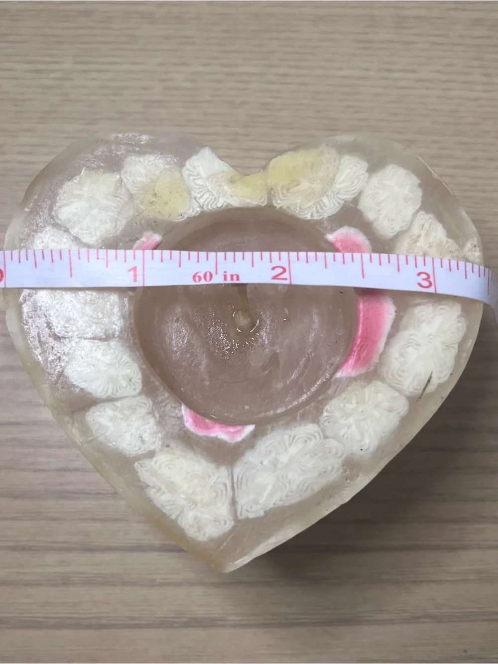 Lot of 2 Vintage Heart Shaped Floral Wax Decorative Candles